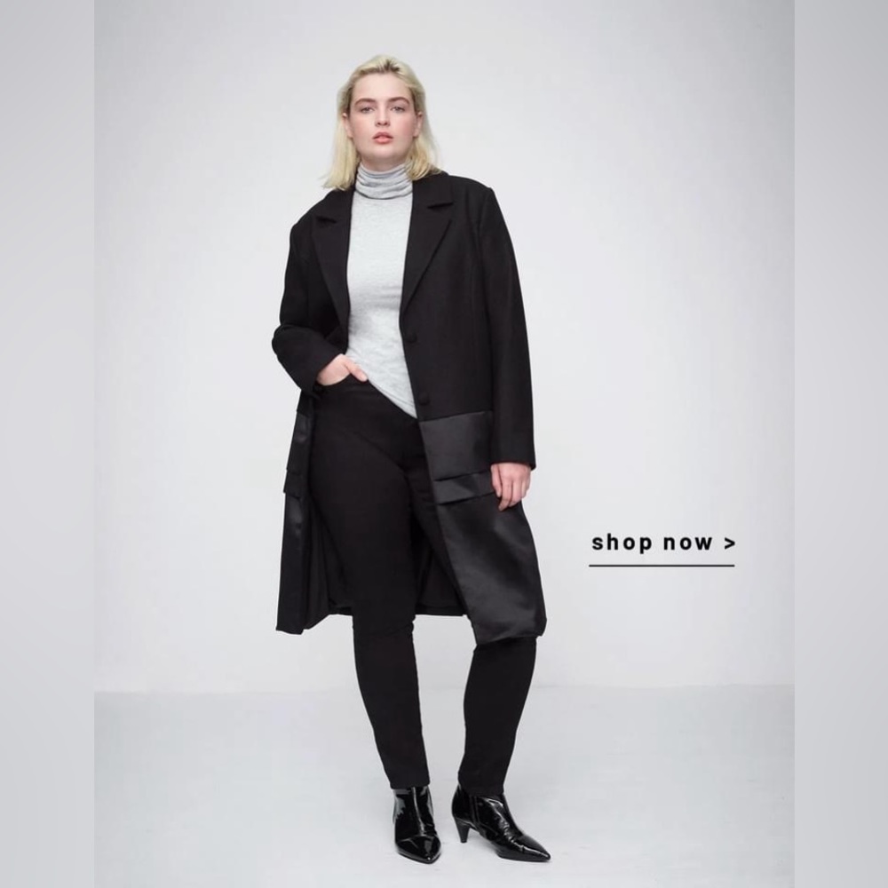 Universal Standard L Capella wool satin coat HTF!